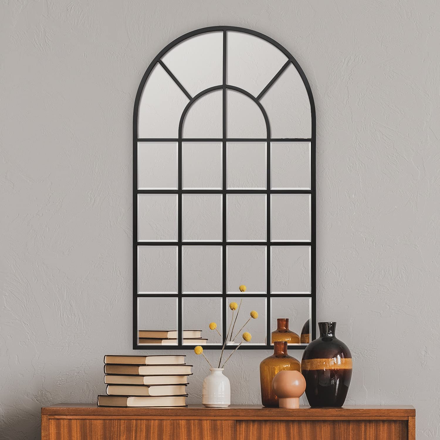 窓枠アーチ型ウィンドウミラー/ブラック縦127×横72㎝ | Maggie & Peter